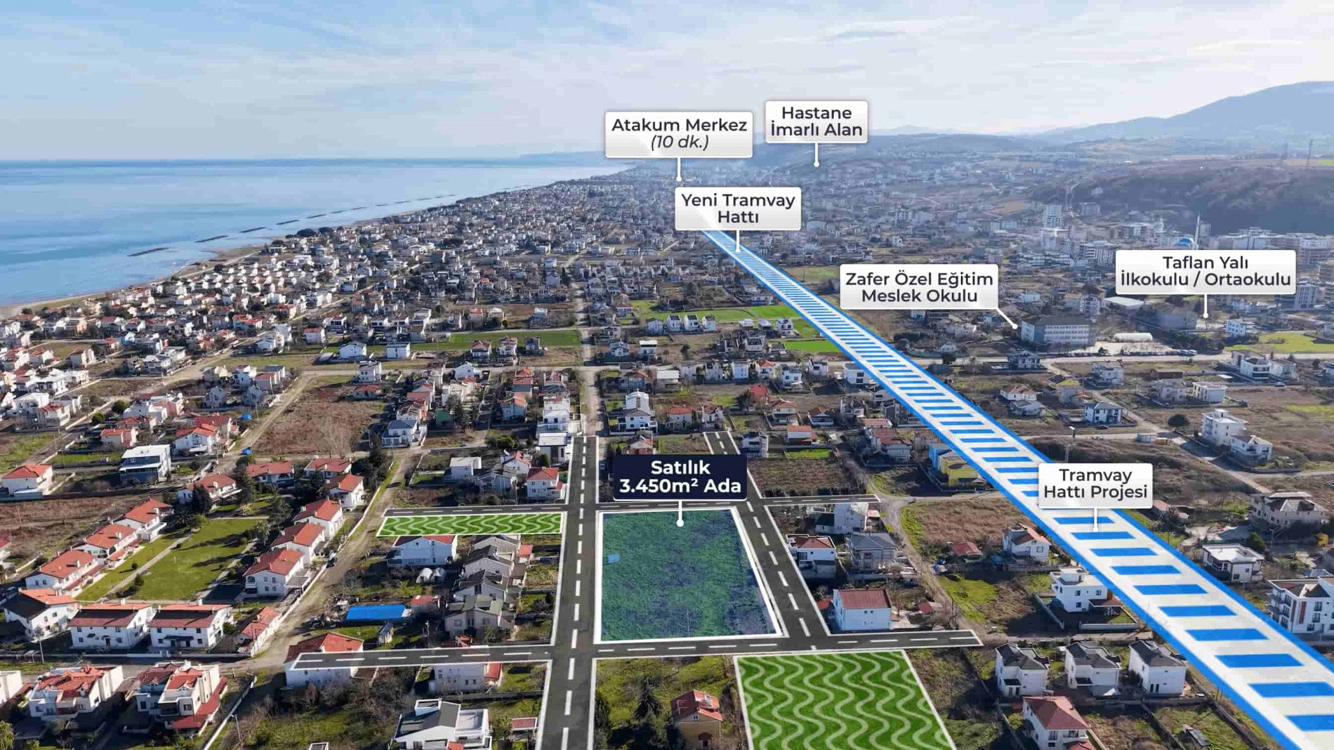 Atakum Taflan'da Denize Yürüme Mesafesinde Yatırımlık Komple Ada