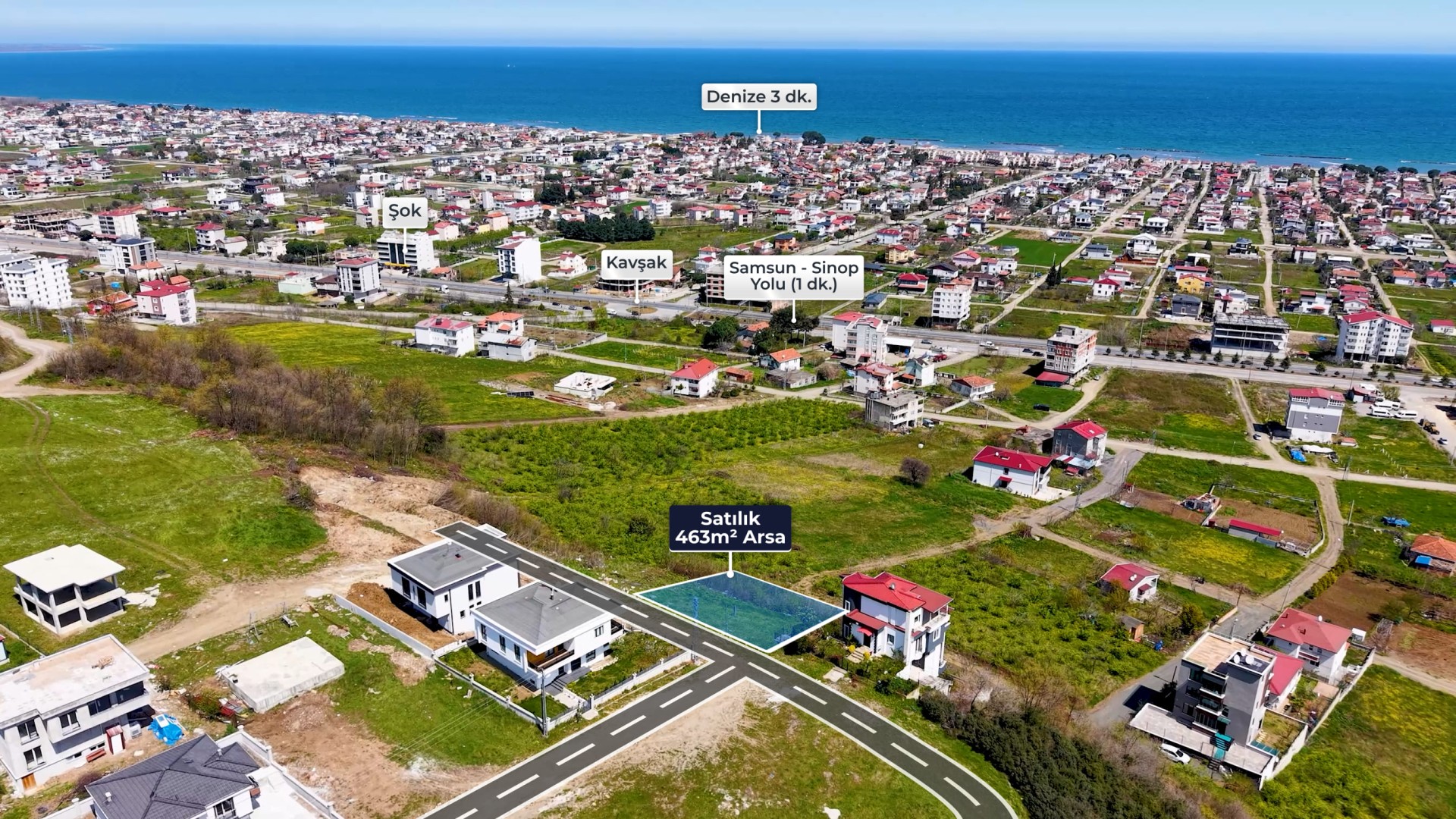 Atakum Yalı'da Kapanmaz Deniz Manzaralı Satılık Arsa