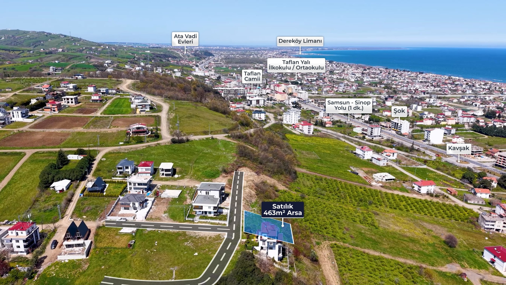 Atakum Yalı'da Kapanmaz Deniz Manzaralı Satılık Arsa